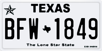 TX license plate BFW1849