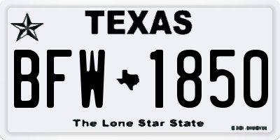 TX license plate BFW1850