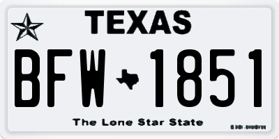 TX license plate BFW1851