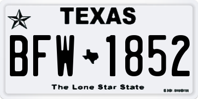 TX license plate BFW1852