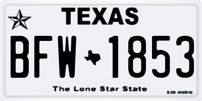 TX license plate BFW1853