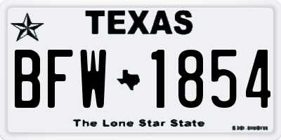TX license plate BFW1854
