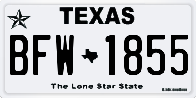 TX license plate BFW1855