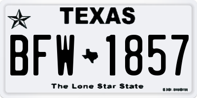 TX license plate BFW1857