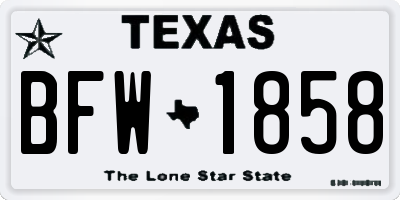 TX license plate BFW1858