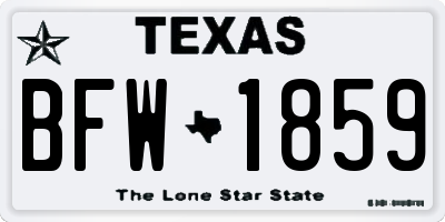TX license plate BFW1859