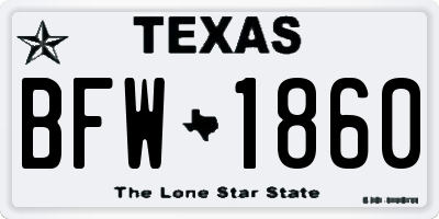 TX license plate BFW1860