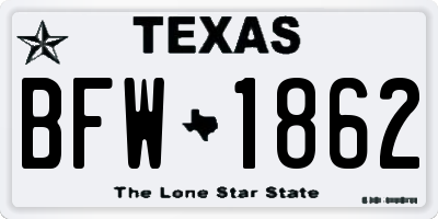 TX license plate BFW1862