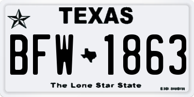 TX license plate BFW1863