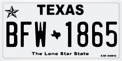 TX license plate BFW1865