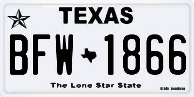 TX license plate BFW1866