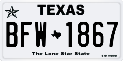 TX license plate BFW1867