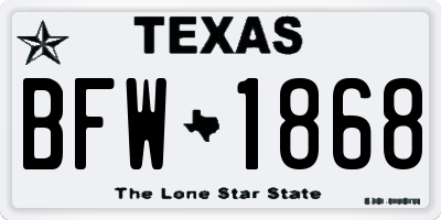 TX license plate BFW1868