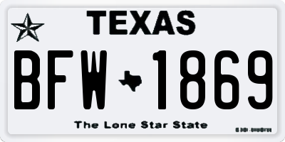 TX license plate BFW1869