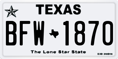 TX license plate BFW1870