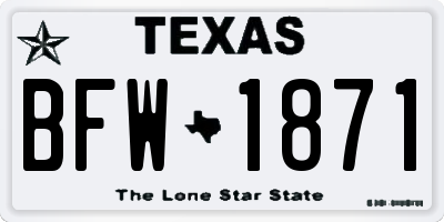 TX license plate BFW1871