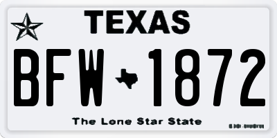 TX license plate BFW1872