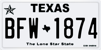 TX license plate BFW1874
