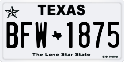 TX license plate BFW1875