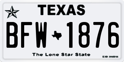 TX license plate BFW1876