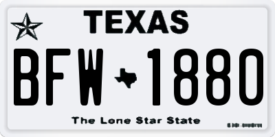 TX license plate BFW1880