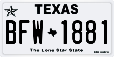 TX license plate BFW1881