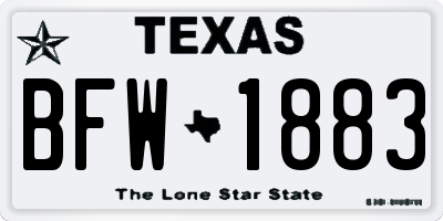 TX license plate BFW1883