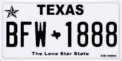 TX license plate BFW1888