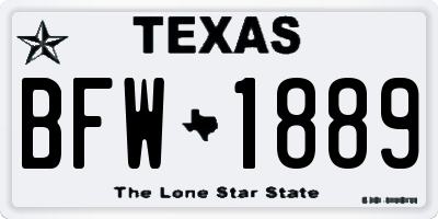 TX license plate BFW1889