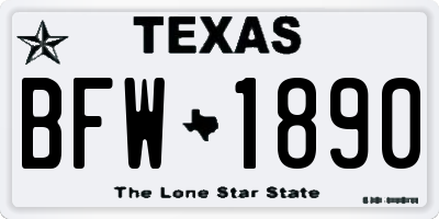TX license plate BFW1890