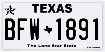 TX license plate BFW1891