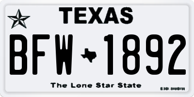 TX license plate BFW1892