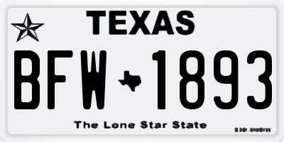 TX license plate BFW1893