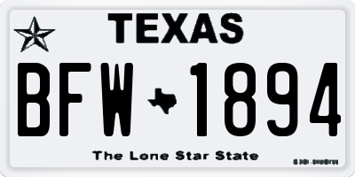 TX license plate BFW1894