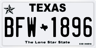 TX license plate BFW1896