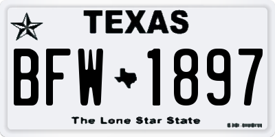 TX license plate BFW1897