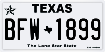 TX license plate BFW1899