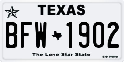 TX license plate BFW1902