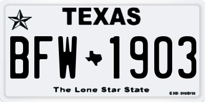 TX license plate BFW1903