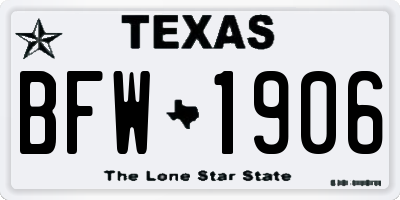 TX license plate BFW1906