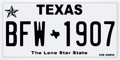 TX license plate BFW1907