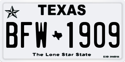 TX license plate BFW1909