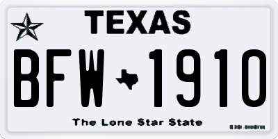 TX license plate BFW1910