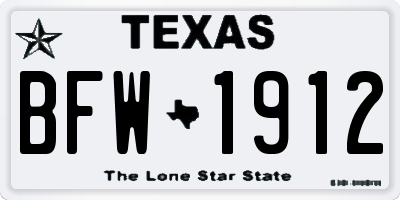 TX license plate BFW1912