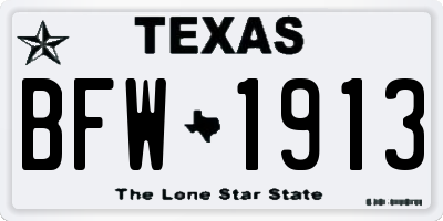 TX license plate BFW1913