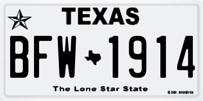 TX license plate BFW1914