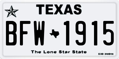 TX license plate BFW1915