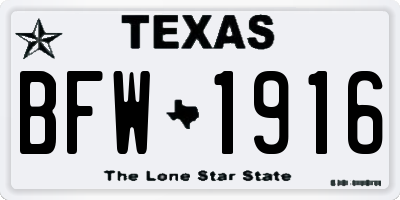 TX license plate BFW1916