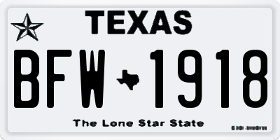 TX license plate BFW1918