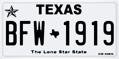 TX license plate BFW1919